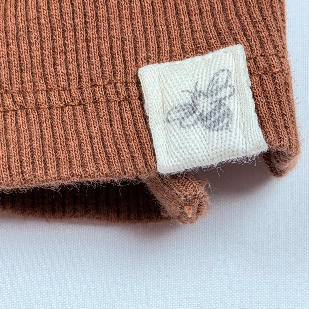 Burt's Bees Baby Women Brown Ribbed Organic Cotton Long Sleeve Top Size S - Picture 2 of 9
